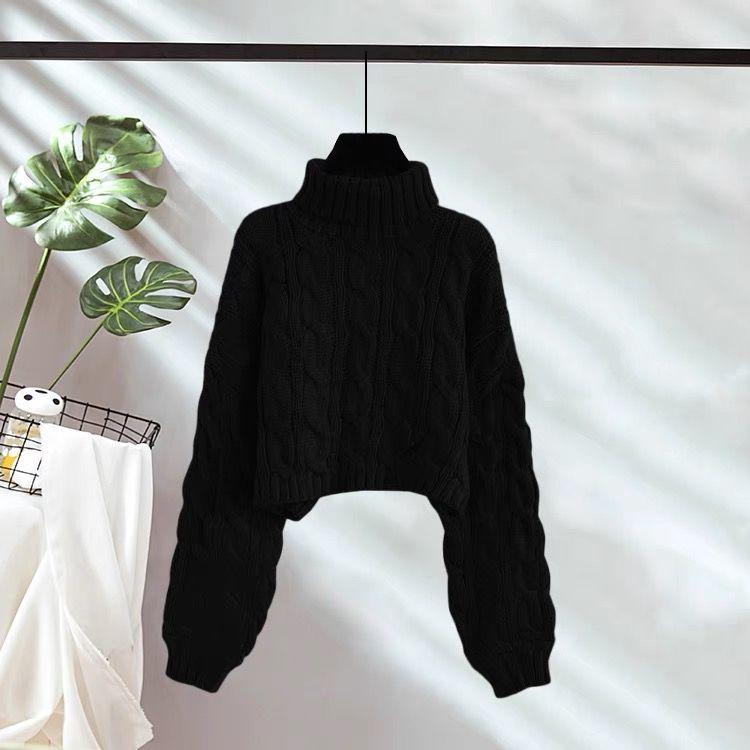 High Neck Pullover Sweater for Women In Autumn and Winter Loose and Thick Knit Outerwear