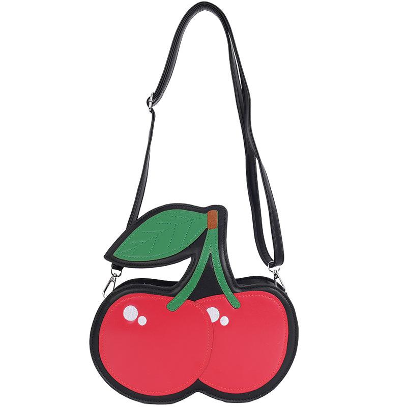 Damen niedliche rote kirschförmige kleine Umhängetasche lustige kontrastfarbene Einzel-Schulter-Crossbody-Tasche Damen-Handytasche