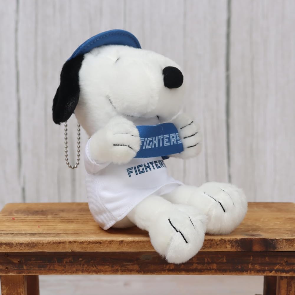 Yoshitoku Snoopy Plush Strap 18cm Official Licensed Product Hokkaido Nippon-Ham Fighters Pink Color