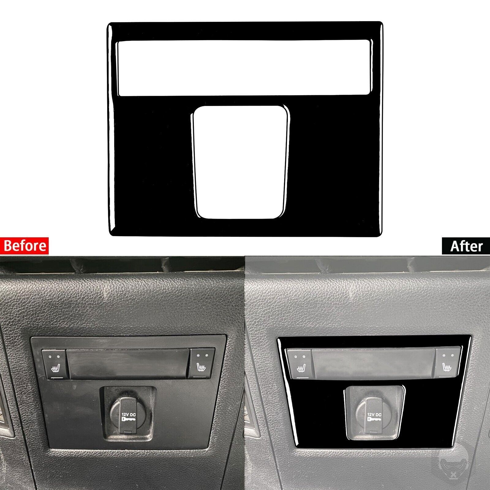 Glossy Piano Black Rear Power Outlet Panel Cover  For RAM 1500 2500 3500 2013-15