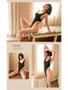 Man Yan Women's Sexy Deep V Backless High Slit See-Through Bodysuit