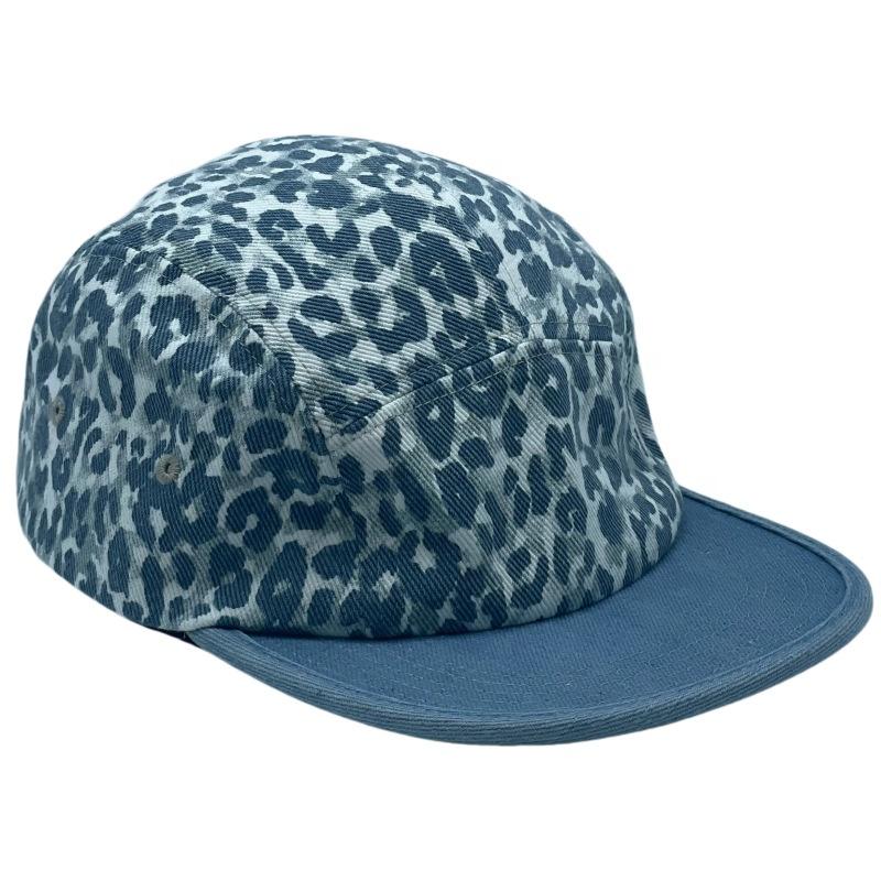 Custom Blank Leopard 5 Panel Hats Fashion Design Your Own Camp 5 Panel Cap Washed Denim Camping Hat with Metal Buckle синий