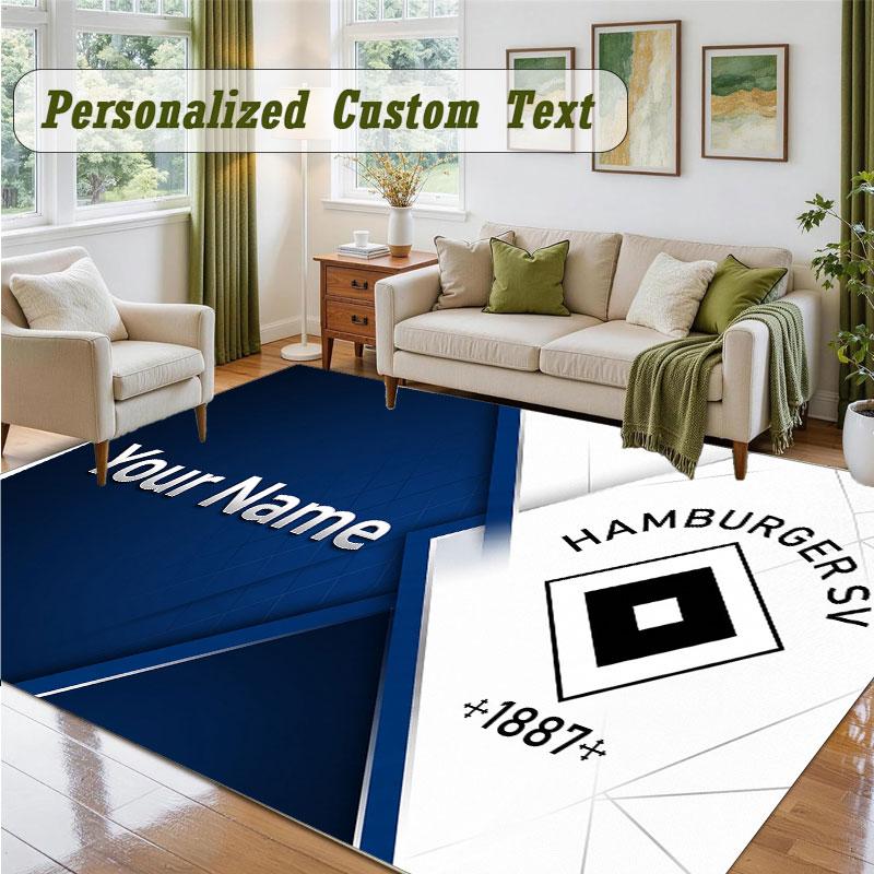 Crystal Velvet Square Rug Custom NameHamburger SV Pattern Non Slip Home Floor Decor Rug