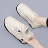 Thick-soled Breathable Little White Shoes Versatile Women's Shoes Spring New Leather Round Head Mesh Shoes Casual Sports Board Shoes