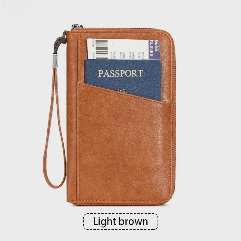 RFID Anti-Magnetic Passport Wallet with Zipper and Multifunctional Storage
