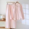 Women's Cotton Gauze Double-Layer Long Pajama Set with Chest Pads