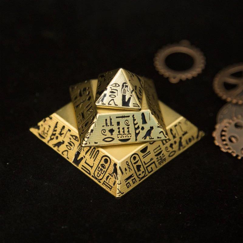 Pyramid Fingertip Gyroscope  Desktop Toy Ancient Egyptian Metal Retro Anti Anxiety Fidget Spinner For Kids Children Adutls Gifts
