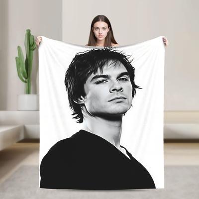 Vampire Diaries Damon Klaus  Blanket Quality Super Soft  Throw Blanket Winter Picnic Couch Chair Sofa Bed Funny Bedspread