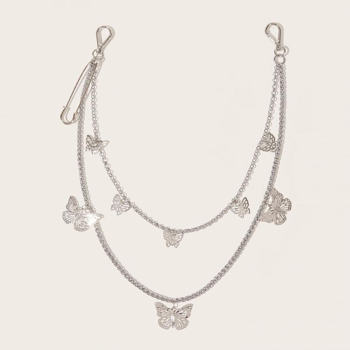 

Большая булавка Цепочка для брюк-бабочек Двухслойная Модная Милая Женская Мода Металлическая Цепочка на талию Цепочка на талию