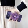 Luxury Dark Purple Ice Velvet Flower Case with Wrist Strap for Samsung S22FE & S23ULTRA
