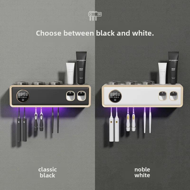 Smart Wall-Mounted Toothbrush Holder with UV Sterilizer, Toothpaste Squeezer, and Dryer