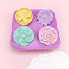 4-Cavity Round Flower Silicone Mold