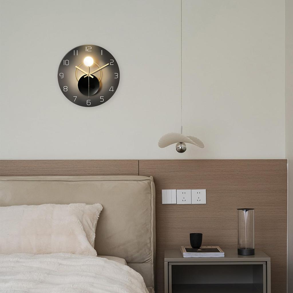 Wall Clock for Living Room Decor Kitchen Wall Clocks Battery Operated Round Glass Decorative Wall Clock Non Ticking