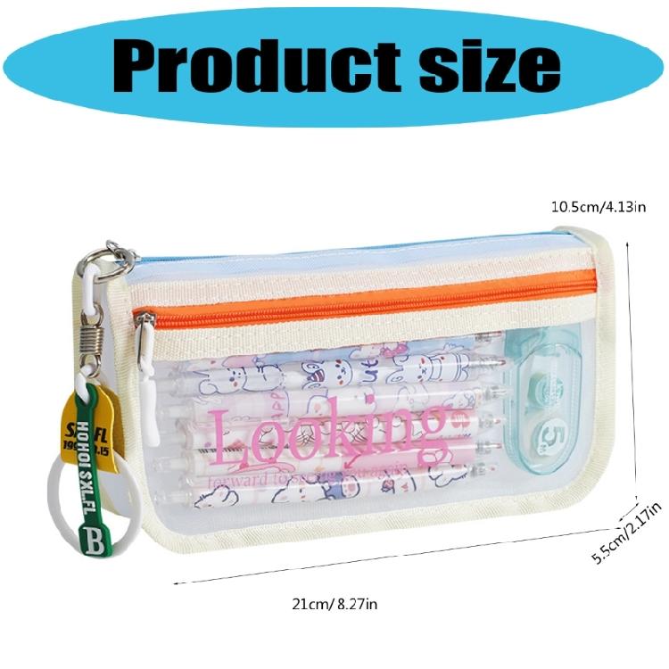 Clear Pencil Case Large Capacity Pen Bag Double Layered Pen Organizers Travel Makeup Pouches for Student Women Adult