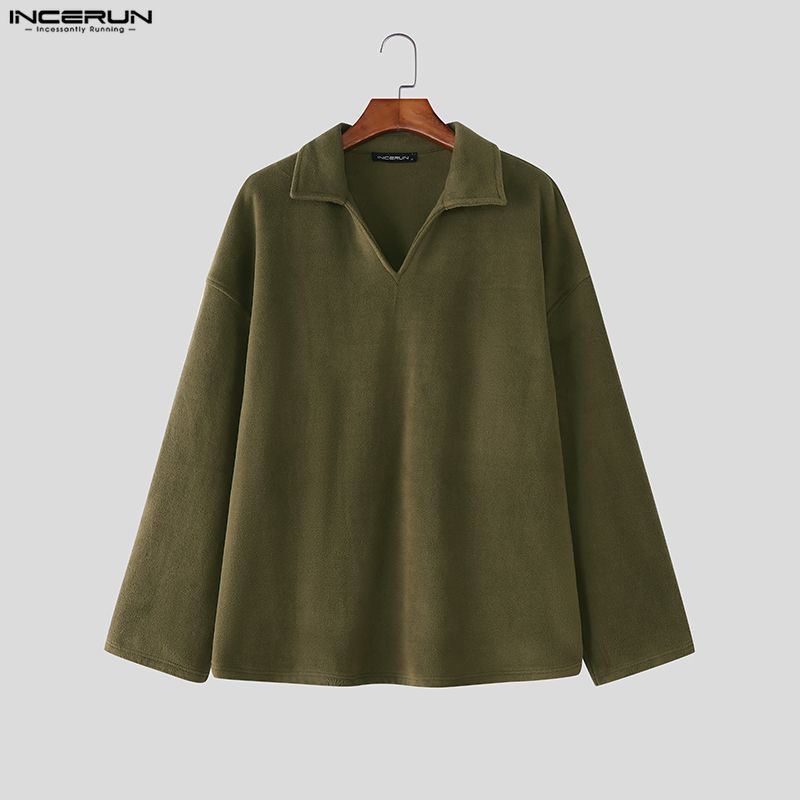 INCERUN Two Pieces Sets Winter Autumn Men Long Sleeve Furry Pullovers Long Pants Casual Outfits