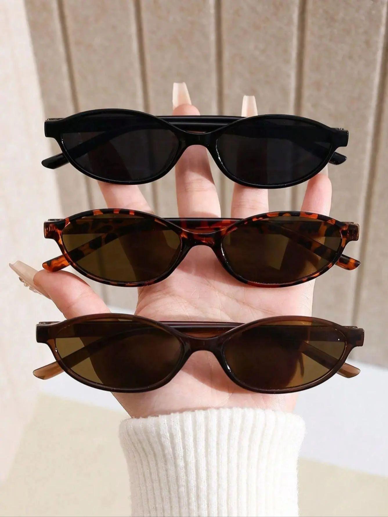 

3PCS Unisex Oval Frame Fashion Glasses Suitable for Daily Wear Photography Driving Various Face Types Men Women