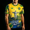 Brasilien Stil Flagge Gedrucktes Trikot Herren Damen Jesus Grafik 3D Druck Fußball T-Shirt Schnelltrocknend Und Atmungsaktiv Sport Uniform T-Shirt