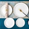 Gold Rim Bone China Moon Dish - Ceramic Western Steak & Cold Dish Plate, Ideal for Display or Gift.