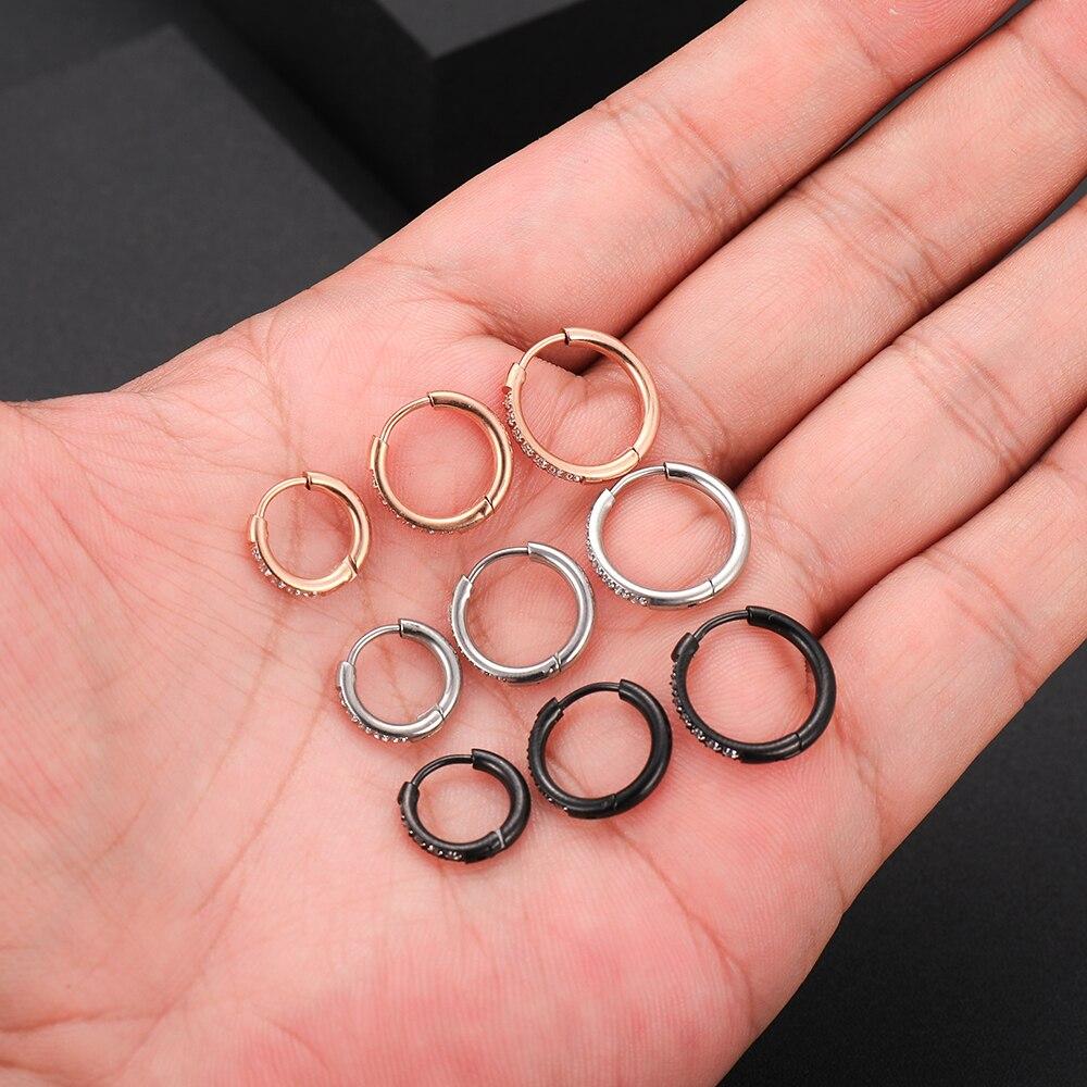 1 Paar Kristall-CZs-Nasenring-Clicker-Ohrring-Piercings, funkelnder Roségold-Stahl, Nariz-Piercing, Ohrknorpel, Tragus, Gothic-Schmuck