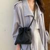 Soft Leather Drawstring Mini Bucket Bag Women's Shoulder Bag