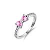 CopperPlated Pink Heart Bow Ring With CZ Accents Perfect Romantic Gift For Women Fashion Jewelry
