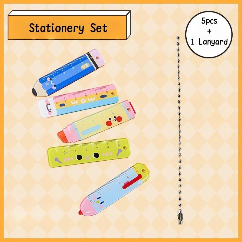 

Set of 5 Mini Rulers Shaped Like Cat Paws with Lanyard as Gift Convenient for Carrying Can Double Keychain Stationery