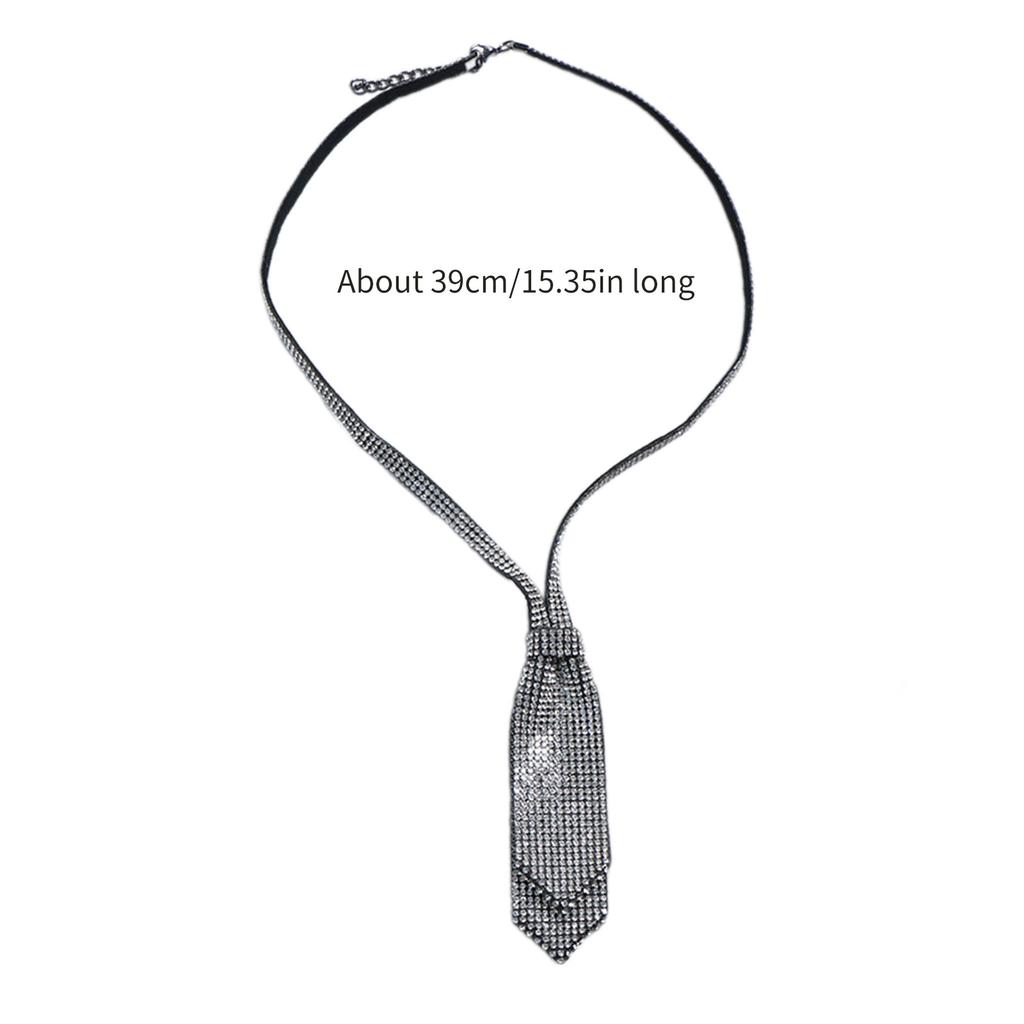 Elegant Tie Necklace with Sparkling Rhinestones for Formal Occasions Uniform Tie Stylish Jeweled Chain Tie