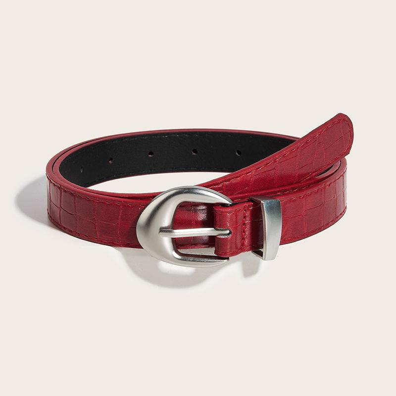 High-End Crocodile Pattern Red Thin Belt For Women 2025  Niche  Belt For Skirts And Jeans