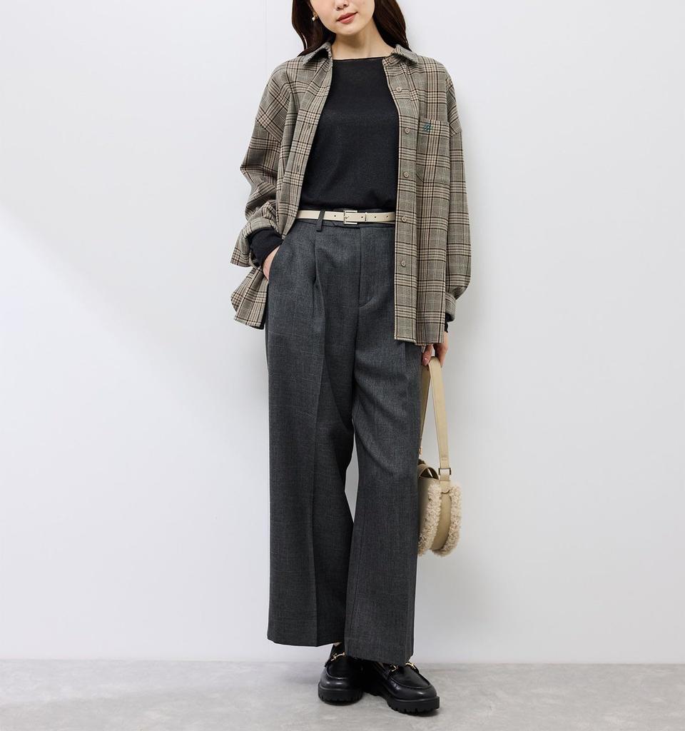 ROPE PICNIC Tweed Wide Charcoal Size S Three-Tone Pants/Set-Up Compatible, (06),