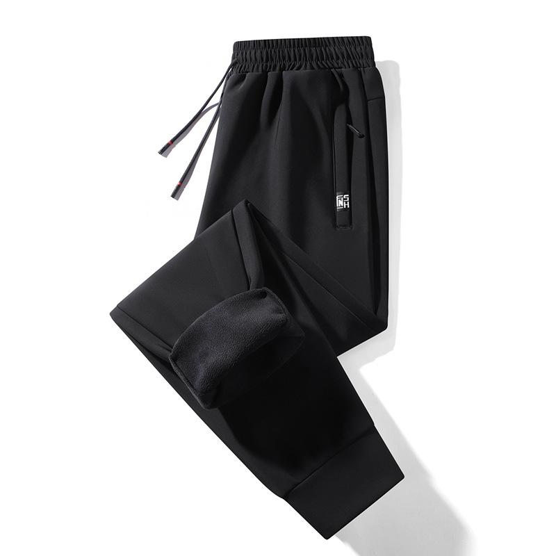 

Мужские утолщенные флисовые спортивные штаны свободного кроя с манжетами большого размера, прямые спортивные брюки для осени и зимы 4XL