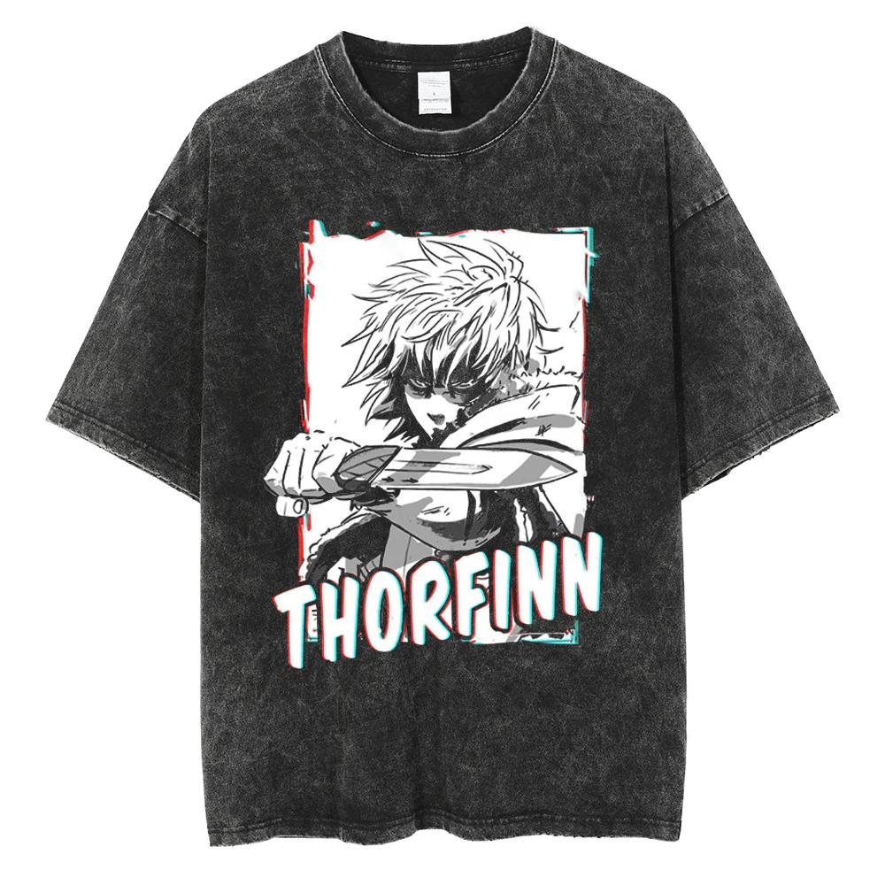VINLAND SAGA Manga T Shirt For Men Women Tshirt Washed Cotton T-shirt Clothing Summer Short Sleeve O-Neck Tees Streetwear
