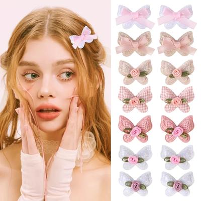 BABY SCHLEIFEN 2 Stück/Los Süße Blume Haar Pony Clips Zarte Handarbeit für Frauen Mädchen Schmetterling Haarnadeln Kopfschmuck Haarschmuck