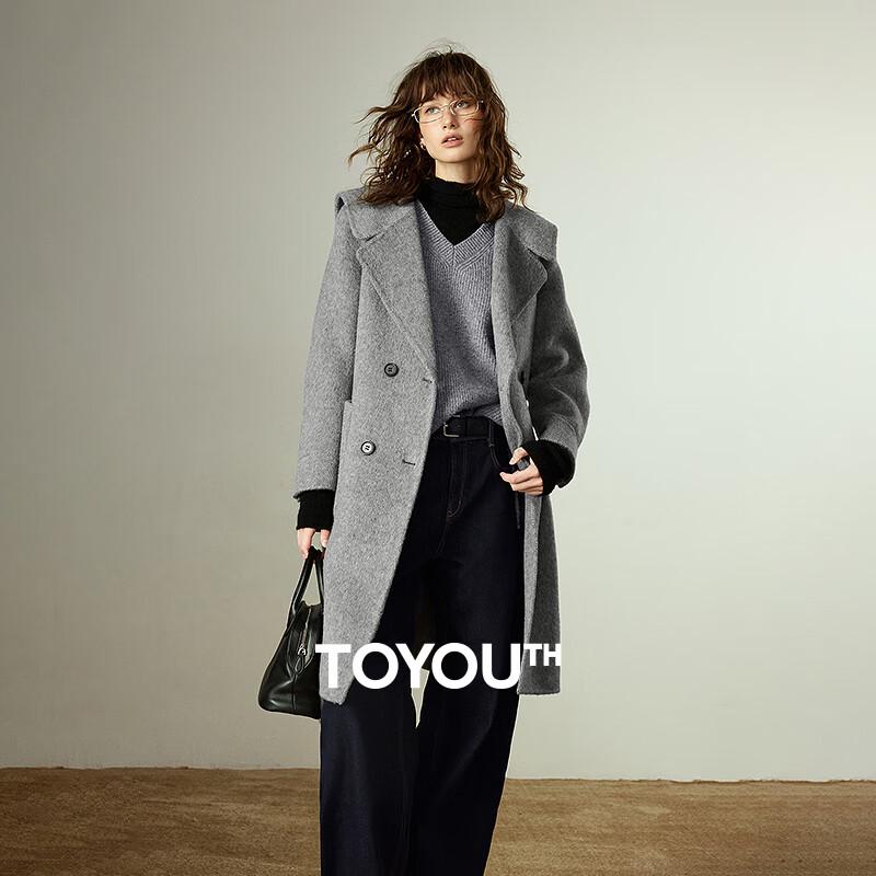 

Women s Double-Faced Wool & Camel Blend Mid-Length Coat L