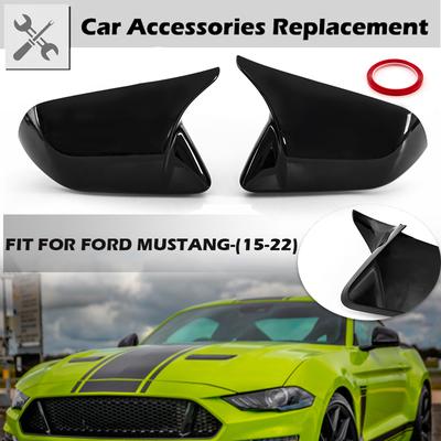 Rijmende Vleugel Achteruitkijkspiegelkap Trim Koolstofvezel Glanzend Zwart Voor Ford Mustang 15-22 Versie Zonder Spiegel