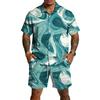 Men Casual Short Sleeve Button Down Shirt Lightweight Breathable Fabric Drawstring Waist Shorts Set Summer Outfit