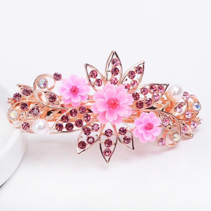 Korean Rhinestone Spring Hair Clip - Versatile Medium/Large Size for Women