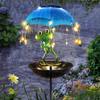Solar LED Light Bird Feeder Outdoor Decor Lamp Frog Figurine Feeding Station Decorative Waterproof Lighting for Patio Courtyard