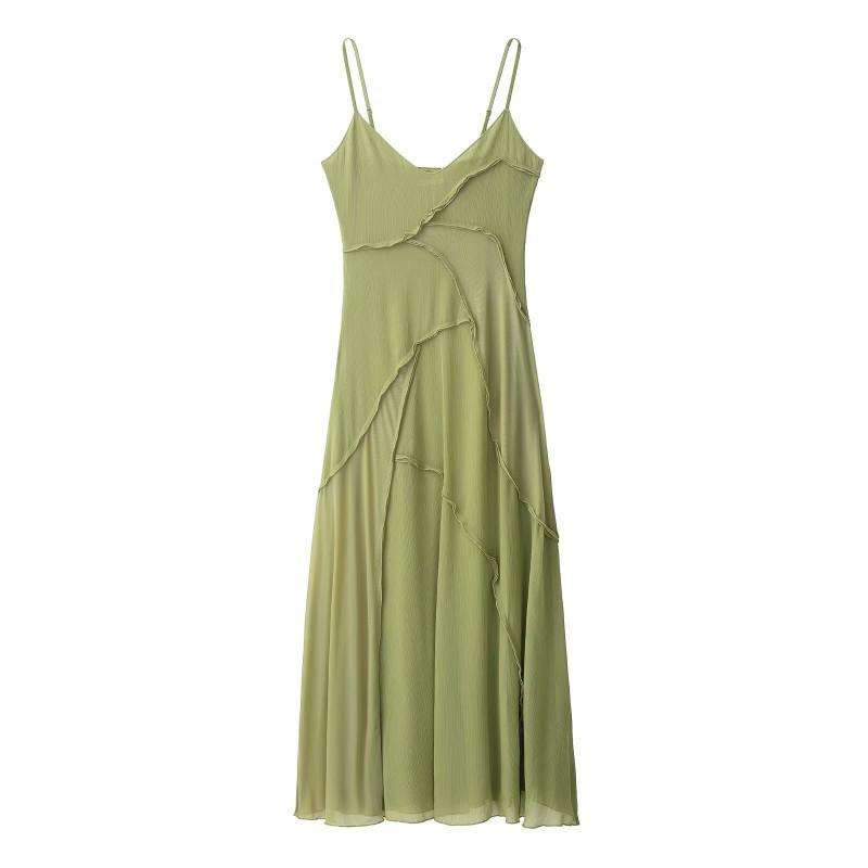 European American Women s Clothing Summer Fashionable Pendant Stitching Sling Dress S