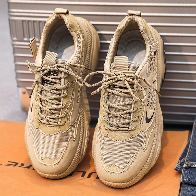 Black Men Casual Sneakers Fashion Breathable Mesh Thick Bottom Low-Top Male Jogging Platform Walking for Men Chaussure Homme