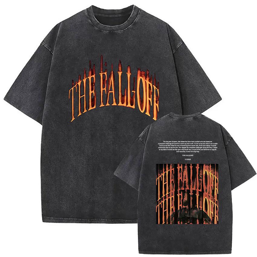 Vintage Washed J Cole T Shirts The Fall Off North America Tour Graphic Tshirt womenClothing Hip Hop Short Sleeve Tshirt