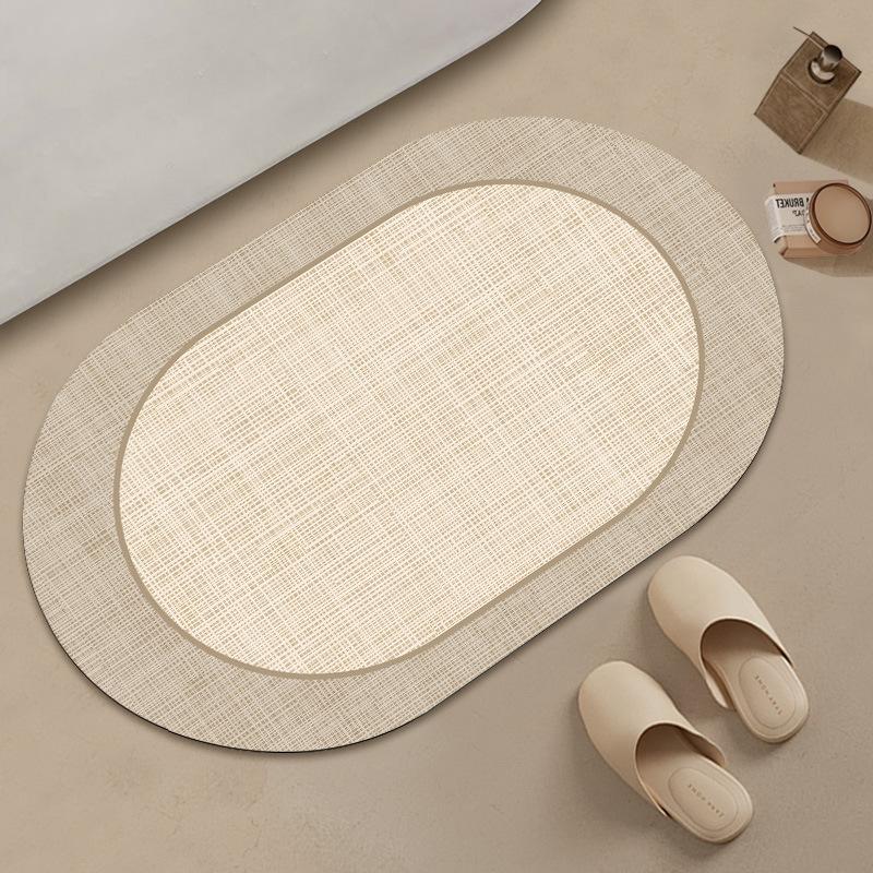 Oval Solid Color Abstract Floor Mat Bathroom Absorbent Anti Slip Foot Mat Bathroom Door Mat