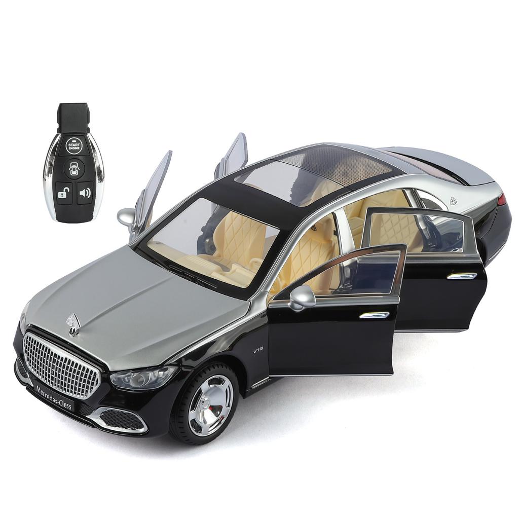 1:24 S680 With Remote Key Alloy Diecast Toy Vehicles Metal Luxy Car Model Sound Light Kids Toys Collection Gift