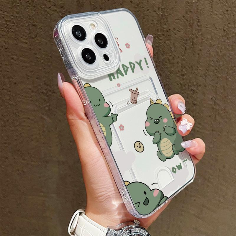 Card Slot Holder Silicone Wallet Pocket Case For Samsung S25 S24 S23 Ultra Xiaomi Redmi Note 13 12 11 10 Infinix Note 30 Pro Cover Clear Phone Bumper