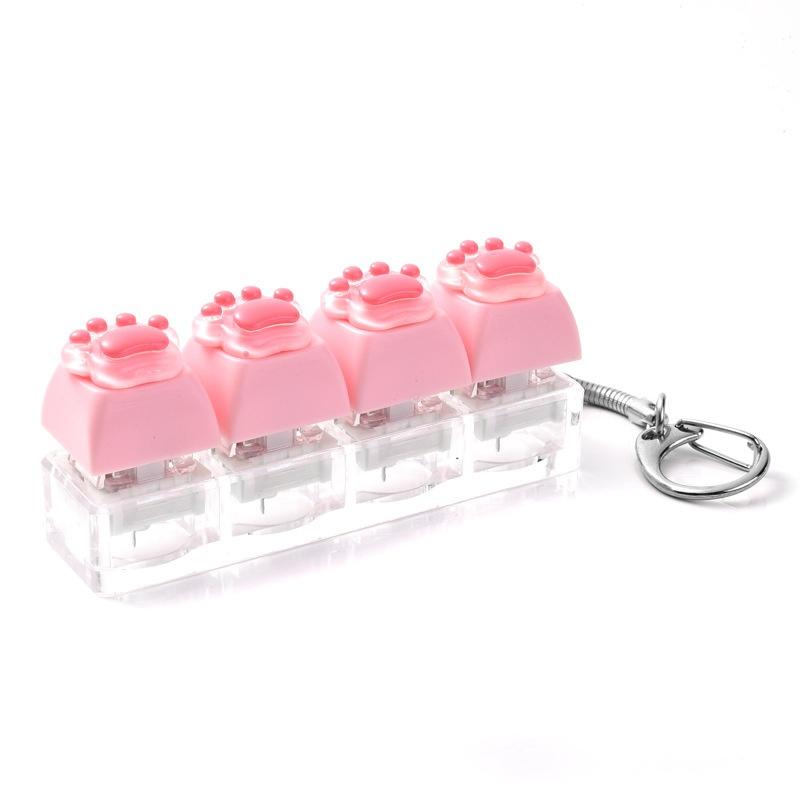Adorable Cat Paw Stress Relief Keychain Soft Press Sensory Fidget Toy Portable for Office Worker Commute Anxiety Relief