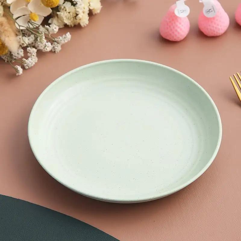 Round Salad Dessert Dinner Plate Stackable Unbreakable BPA Free Assorted Dish Microwave Safe Fruit Plate for Dining Room