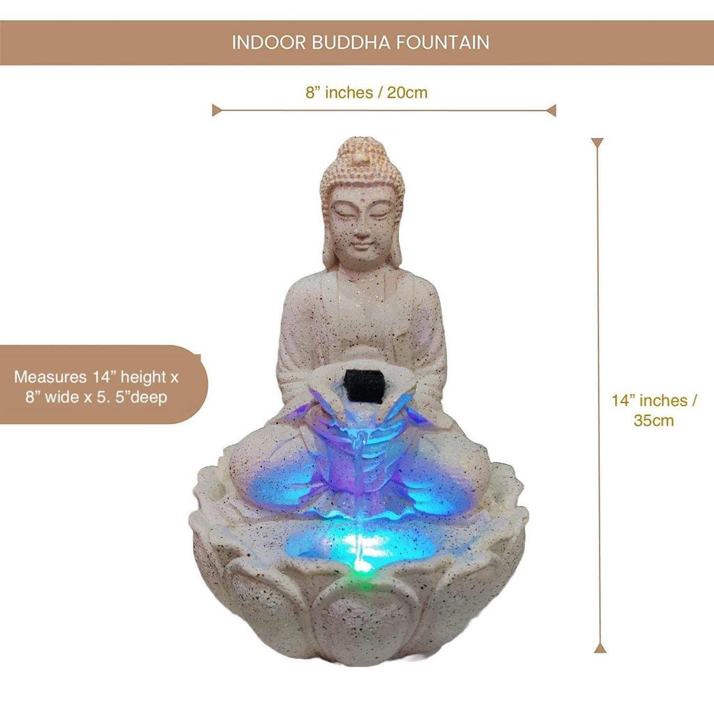 Buddha Statue Water Fountain for Living Room Home Decor Decoration Table Top Indoor Outdoor Gift Gifting Items