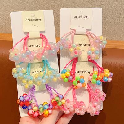 2 STÜCKE Neue Schöne Handgemachte Perle Farbige Ball Mädchen Elastische Haarbänder Haarschmuck Kinder Haargummis Baby Kopfbedeckungen