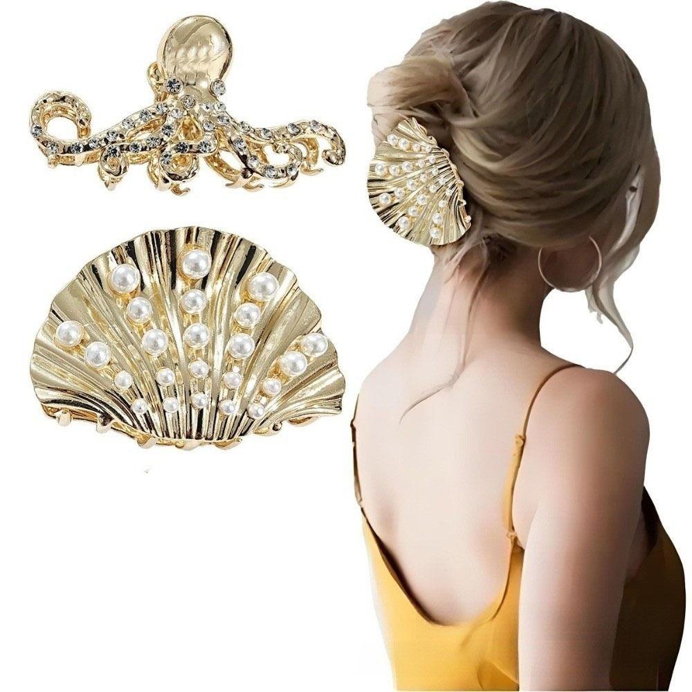 Octopus Women Hair Claw Zinc Zinc Zinc Alloy Hair Crab Clip Vintage Shark Clip Headwear