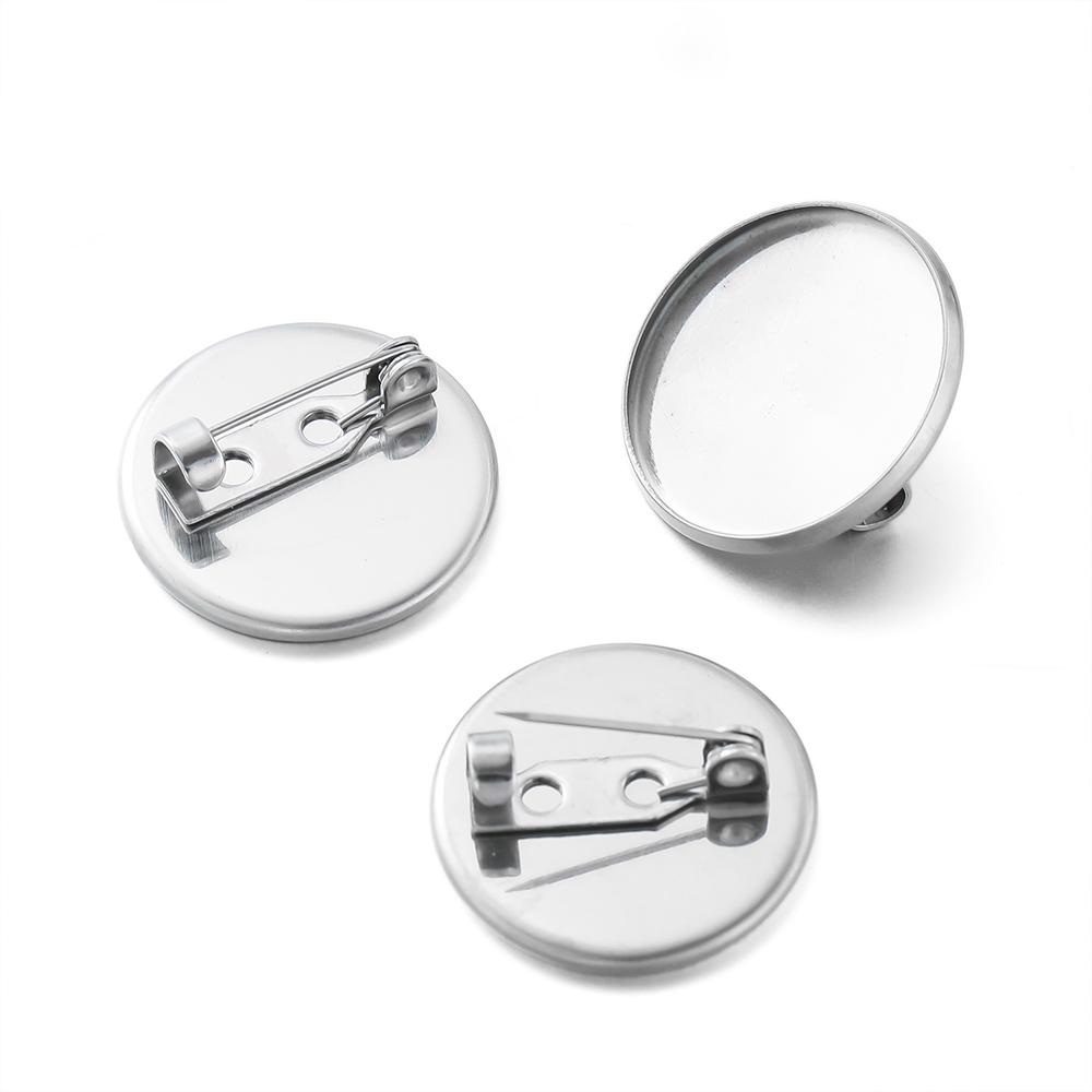 10Pcs 8-30mm Inner Size Stainless Steel Brooch Style Cabochon Blank Base Cameo Setting Charms Pendant Tray DIY Jewelry Making