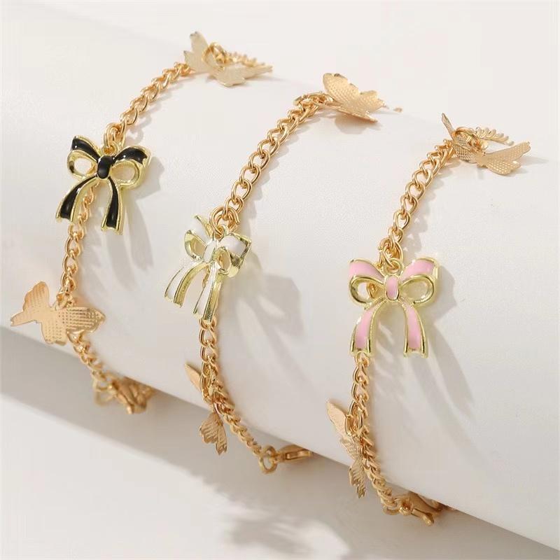 Mode Retro Zomer Hete Verkoop Zinklegering Bedel Twee Draagbaar Sprankelend Onbeperkt 8-Figuur Enkelband Armband Twee Sprankelende Voet Zirkonia
